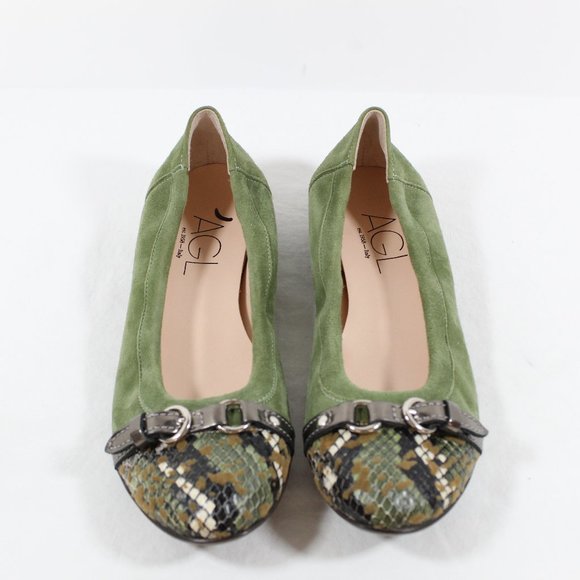 AGL Monika Cap Toe Ballet Flat - Green 36.5EU - Picture 1 of 5